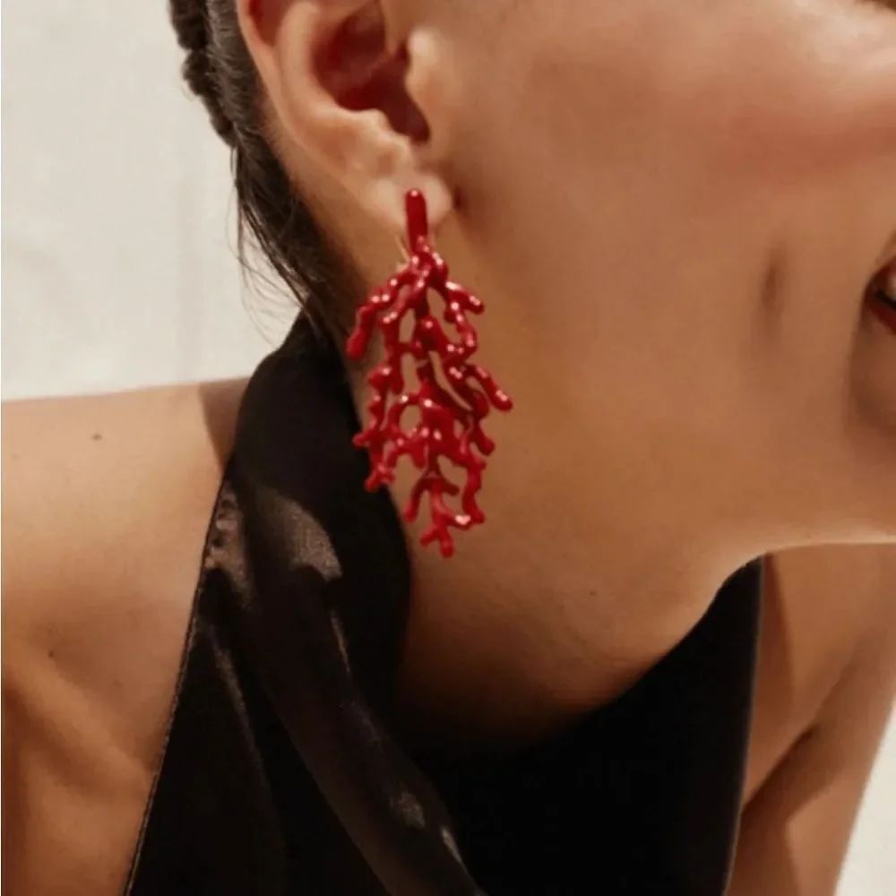 Red Coral Earrings #2038